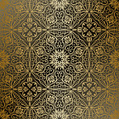 istock Seamless vector background. Vintage ornamental template with pattern. Islam, turkish, Indian, Arabic. 1394495225