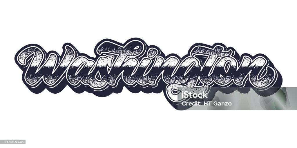 Wa. Name Washington State Name In Retro Threedimensional Graphic Style Stock ...