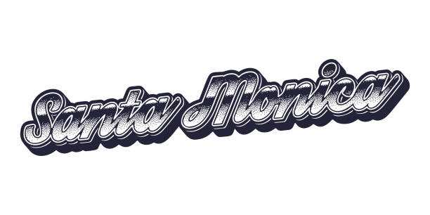 Santa Monica city name in retro three-dimensional graphic style