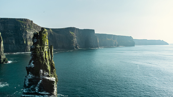The magnitude of the Cliffs of Moher! Iconic place in Ireland in front of the ocean. Risky place where many people lost their lives in the past, now a lot of tourists love to walk all over them!