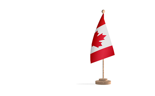 Asta de la bandera de Canadá con imagen de fondo de espacio en blanco photo