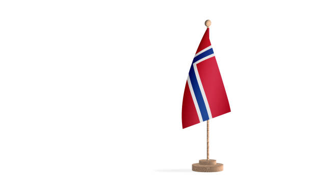 pennone della norvegia con immagine di sfondo a spazi bianchi - norwegian flag norway flag freedom foto e immagini stock