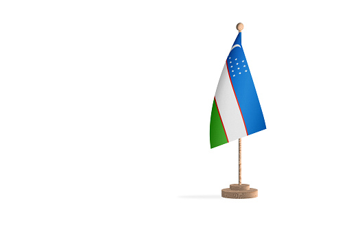 Uzbekistan flagpole with white space background image design