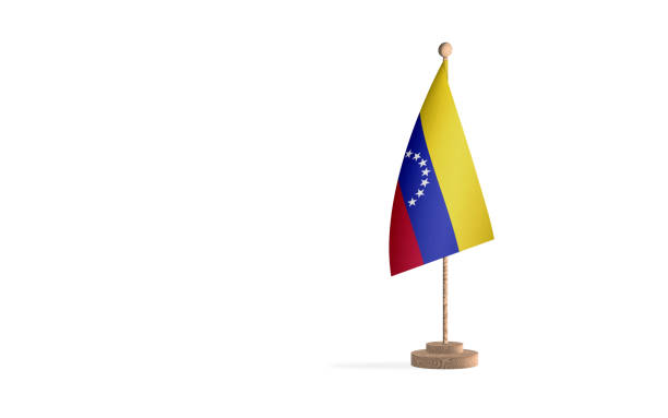 venezuela flagpole with white space background image - venezuelan flag imagens e fotografias de stock