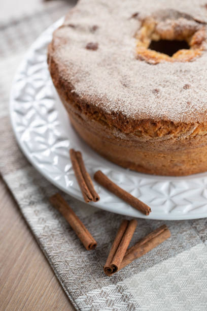 istock Sponge cake or chiffon cake with apples so soft and delicious sliced 