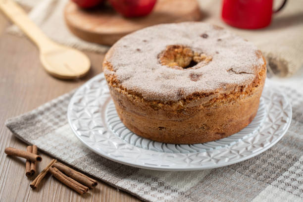 istock Sponge cake or chiffon cake with apples so soft and delicious sliced 