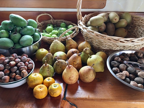 A close-up of an autumnal crop harvest from a domestic home garden.