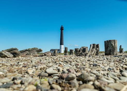 beautiful sightseeing of Saaremaa island in sunny clear day . Sorve lighthouse, Saaremaa island, Estonia