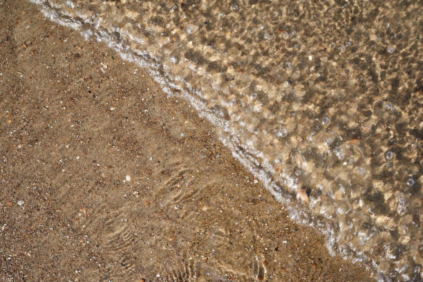 istock Water edge on sandy beach from above. Structure ideal as background. 1394534371