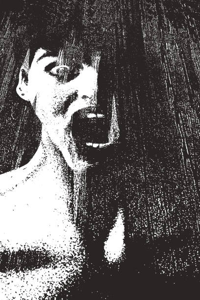 illustrazioni stock, clip art, cartoni animati e icone di tendenza di mostro donna spaventoso che urla - morte illustrazioni