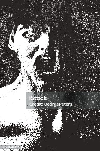 istock Scary woman monster screaming 1394535144