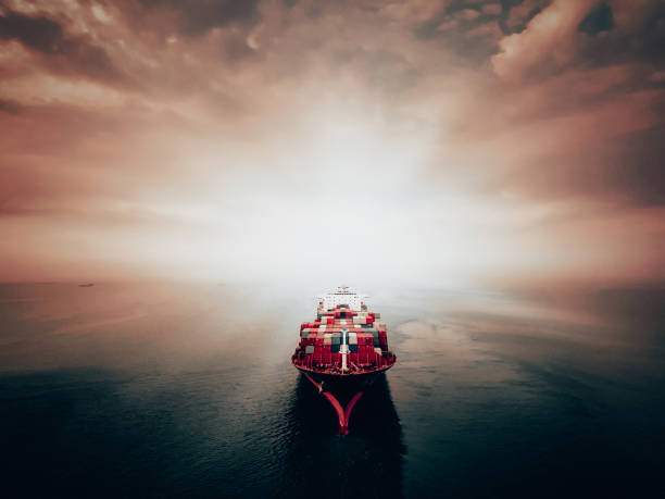 istock Aerial view of Container freight ship in transit. 1394537165
