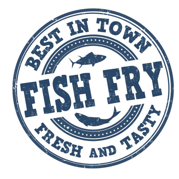 Fish fry grunge rubber stamp Fish fry grunge rubber stamp on white background, vector illustration fish fry icon stock illustrations