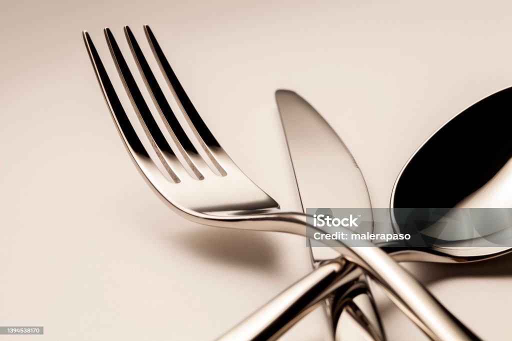 Cutlery Cutlery. Spoon, fork and table knife. Silverware Stock Photo