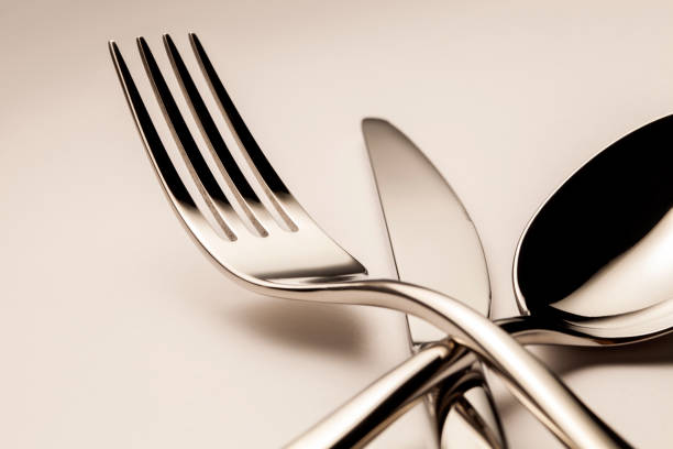 cutlery - fork silverware table knife silver imagens e fotografias de stock