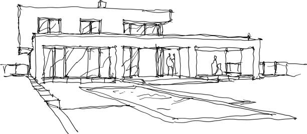 istock hand drawn sketch of modern detached house 1394548877