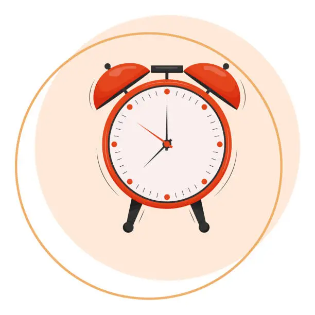 Vector illustration of Cartoon alarm clock. Wake-up time isolated on background. Flat vector illustration