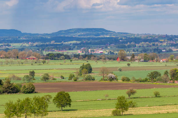 istock Rural countryside views over fields and farms 1394550733
