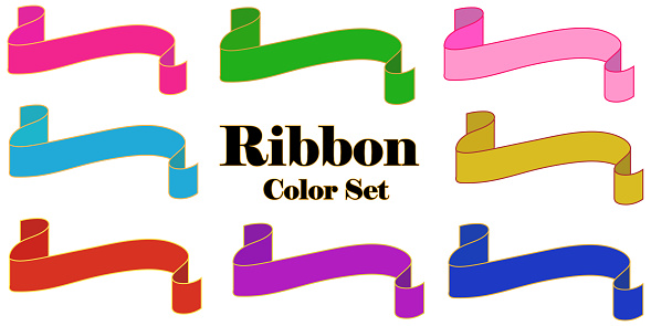 Vintage ribbon text frame, color set