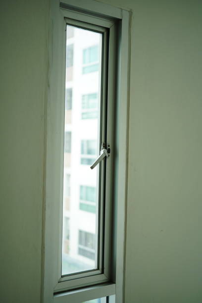 Metal door frame closeup view