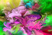 istock movement of liquid paint, abstract art floral pattern 1394558035