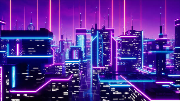 istock Metaverse city and cyberpunk concept. 3d render 1394561814