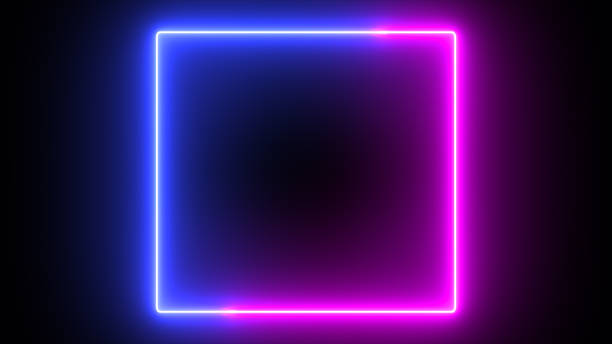istock Neon glow color flowing square background 1394561893