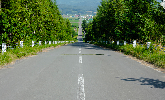 the long road in Hokkaido Japn