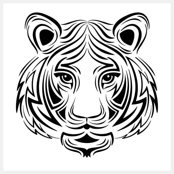 Vector illustration of Vector head of a tiger on a white background. Tiger logo.