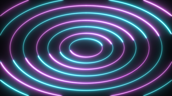Blur circle neon lights loop concept