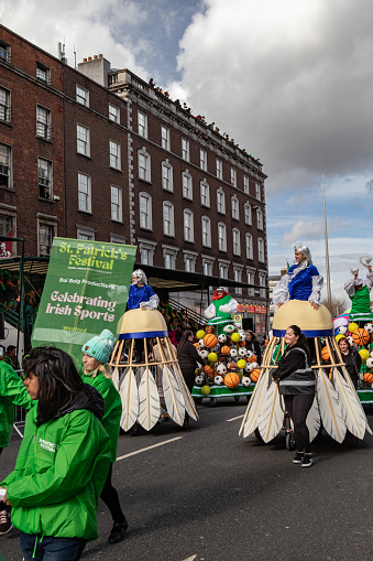 Holiday in  Dublin - Watching the colorful performance on Saint Patrick's Day Parade, 17th of March 2022,  Dublin ,  Ireland
