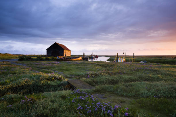 Thornham Quay morning, saltmarsh and creek- Thornham, July 2017