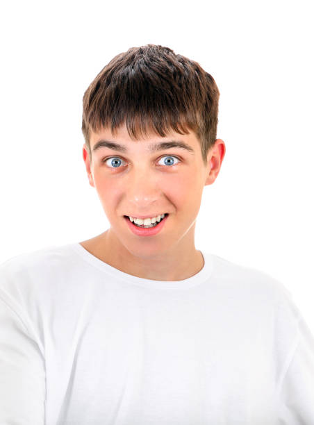 若い男性のポートレート - mouth open ストックフォトと画像