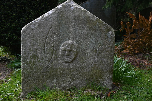 Mysterious face on gravestone in Northumberland England