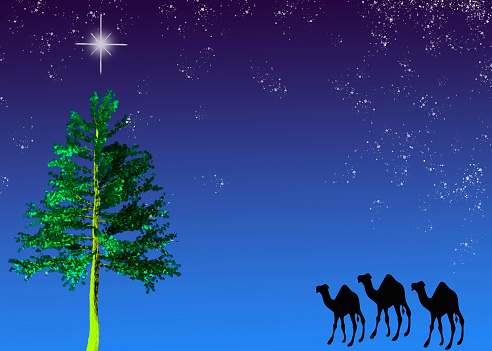 Christmas Morning star in the Holy night for background and inspiration