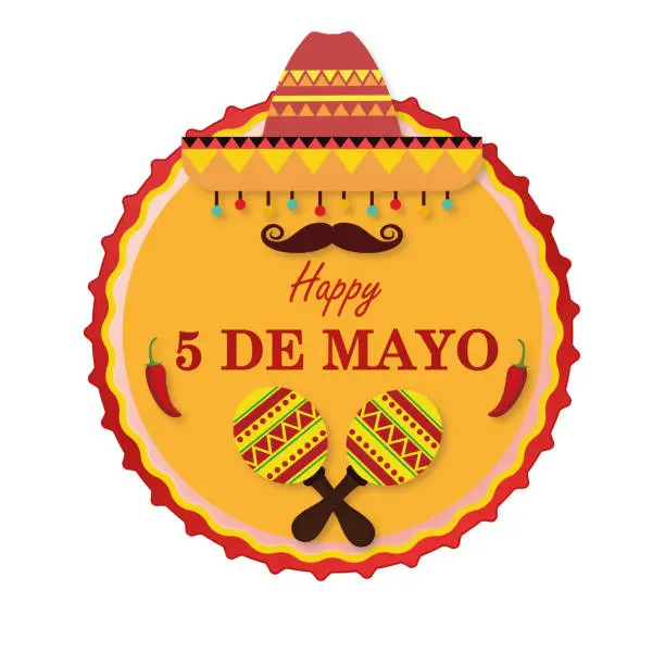 Vector illustration of Cinco de Mayo vector illustration with Mexican items and text