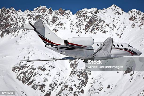 Businessjet Stock Photo - Download Image Now - Corporate Jet, Mountain, Snow