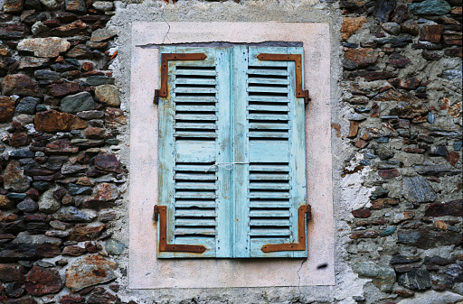 Wall with window in garden