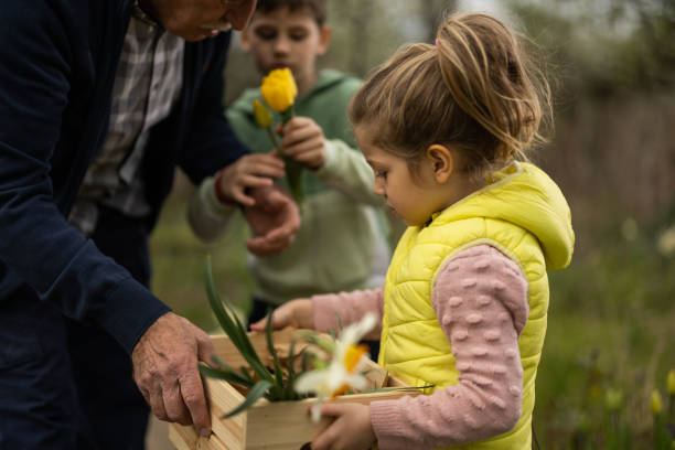 istock Grandchildren helping grandpa 1394613701