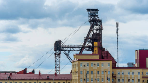 istock Koper for raising ore. Mine buildings. Technology to extract the mineral from underground. Mining. Potassium salt. 1394618030
