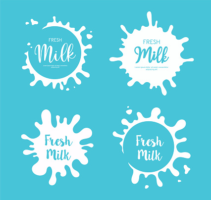 Vector illustration of the milk labels, yogurt or cream splashes.