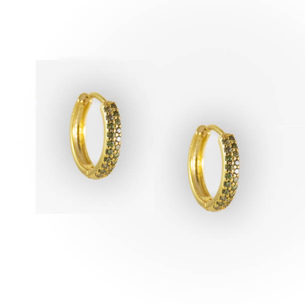 istock Green Huggie Earrings hanging om white 1394619336