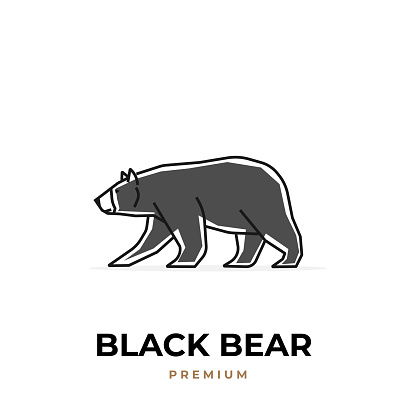 Bold line illustration depicting a black bear walking
