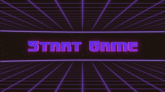 Start Game Title Animated Retro Futuristic 80s 90s Style. Animation squares and retro background