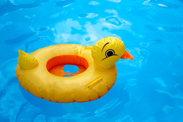 istock plastic inflatable duck in swimming pool 1394626283