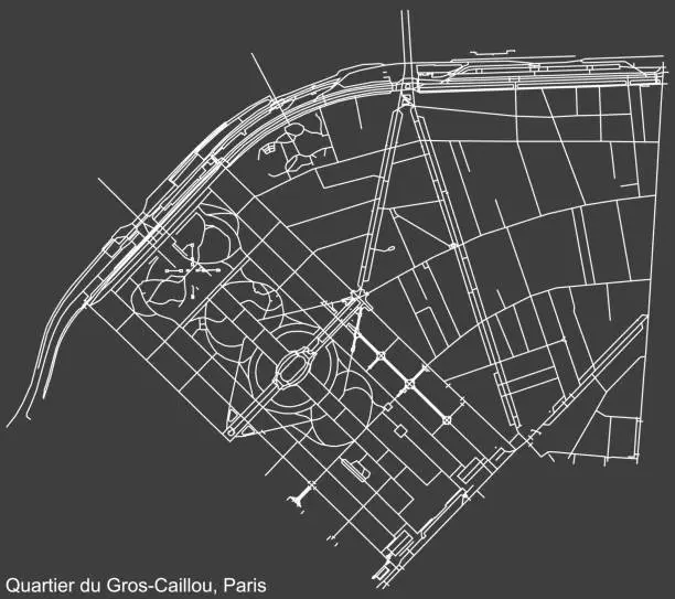 Vector illustration of Street roads map of the GROS-CAILLOU QUARTER, PARIS