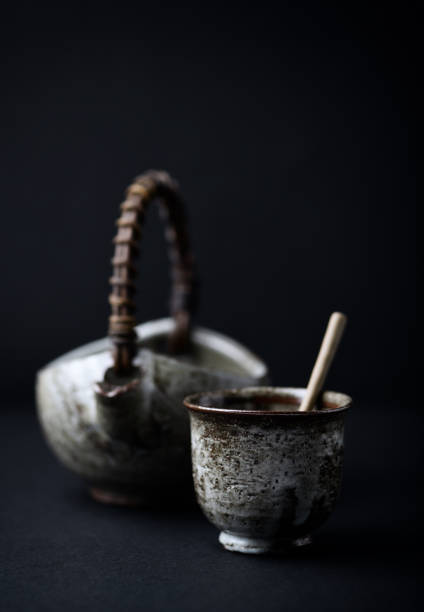 istock Traditional, handcrafted ceramic on dark background. Soft focus. Copy space. 1394626730