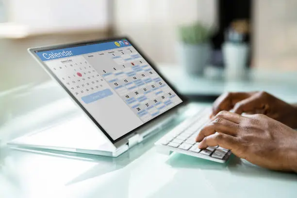 Booking Meeting Calendar Appointment On Laptop Online