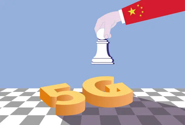 Vector illustration of Chess, China's 5G layout