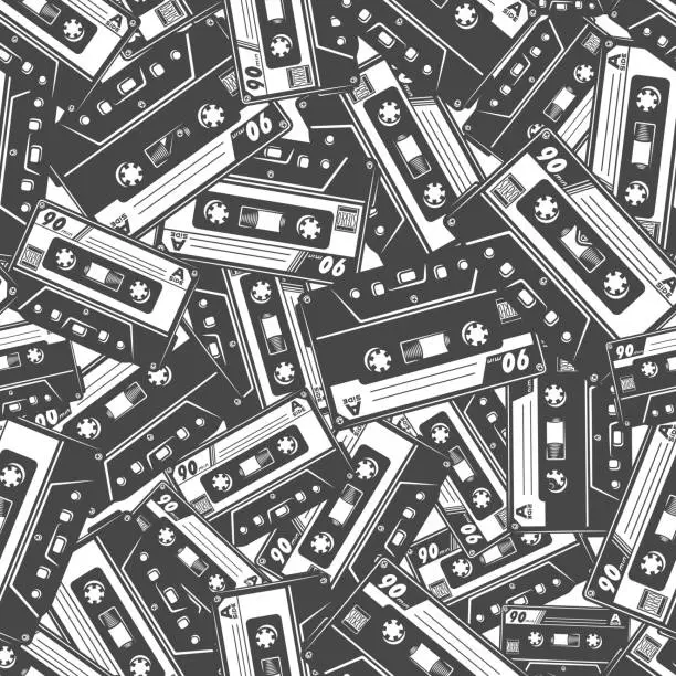 Vector illustration of Cassette Tape Seamless pattern